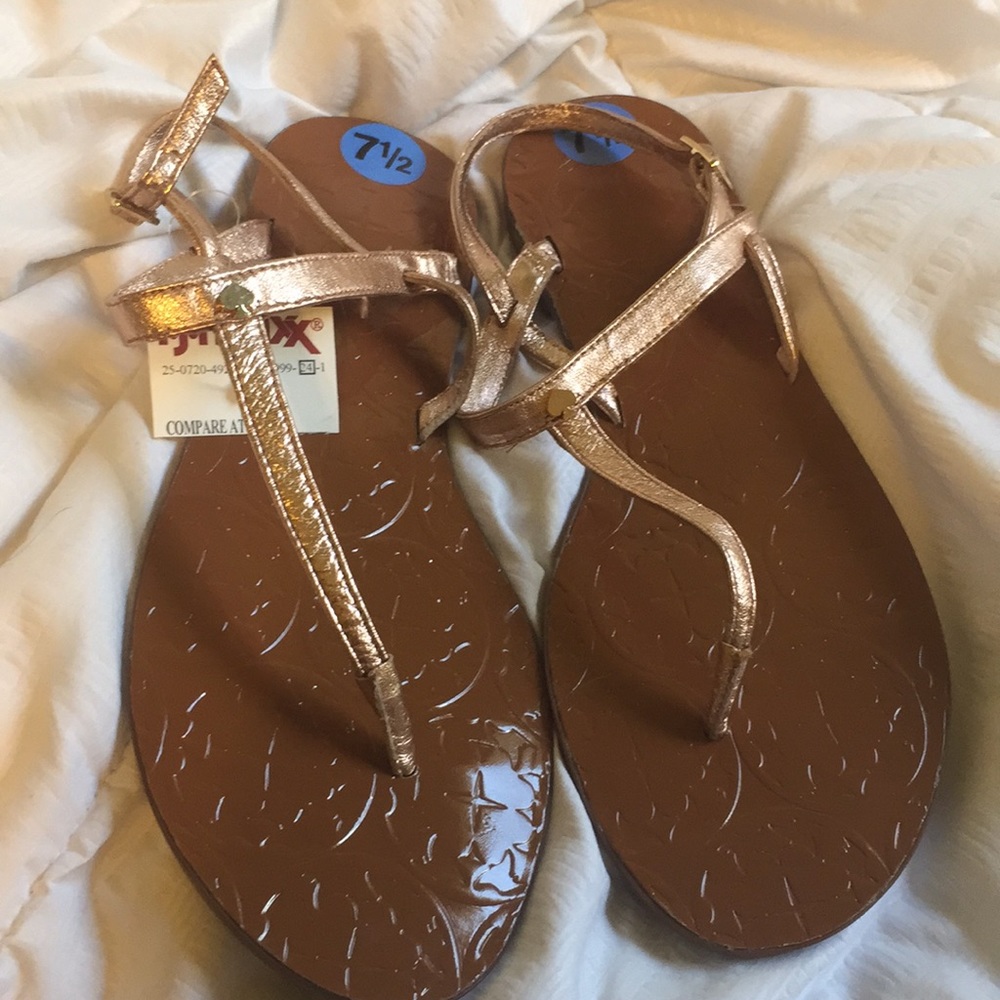 Kate Spade brown and Rose Gold Flip Flops